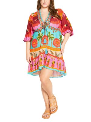 Women's Plus Size Cabana Mini Placement Dress