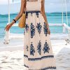 Womens Summer Boho Maxi Dress 2025 Casual Sleeveless Square Neck Floral Aline Smocked Beach Dresses with Pockets