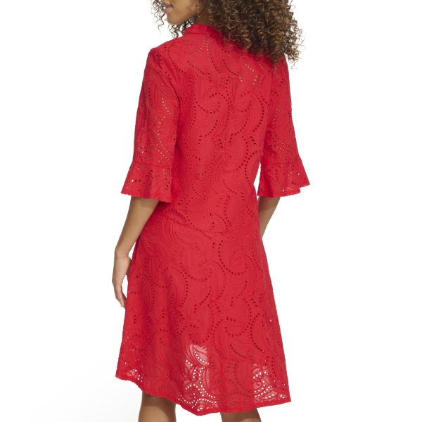 Women's 1/4 Sleeve V-Neck A-line Mini Dress