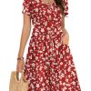 Womens Summer Dress Mini Petal Short Sleeve Dresses Pleated Button Down V Neck Floral Beach Swing Vacation Dress 2025