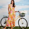 Women's Elastic Ruffle Sleeve Square Neck Maxi Dress Easy Summer Fun Vacation