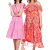 Women's Cotton Poplin V-Neck Tiered Feminine Easy Summer Vacation Dress