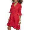 Women's 1/4 Sleeve V-Neck A-line Mini Dress