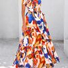 Women's 2025 Summer Boho Maxi Dresses Floral Short Sleeve V Neck A Line Tiered Flowy Long Beach Vacation Dress