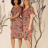 Women's Floral Printed V-Neck Empire Waist Midi Dress