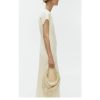Women's Linen Maxi Dress - Crew Neck Summer Floor Length Beige