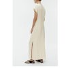 Women's Linen Maxi Dress - Crew Neck Summer Floor Length Beige