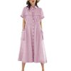 Women's Linen Sundress - Youth Loose Plus Size White