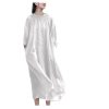 Women's Lantern Sleeve Linen - Plus Size Robe Dress Oatmeal
