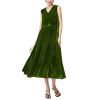 Women's Fleece Silk Shift - Sleeveless V-Neck Youth Black Casual Dress