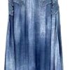 Women's Summer Embroidered Denim Spaghetti Strap Asymmetrical Long Slim Fit Casual Gown Elegant Maxi High Waist Wrap Dress