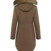 Women's Winter Thicken Fleece Jacket Fur Hooded Military Parka Coat