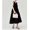 Women's Fleece Silk Shift - Sleeveless V-Neck Youth Black Casual Dress