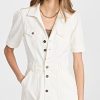 Women's Mayslie Denim Mini Dress Button Front Utility Pockets in Blank Canvas