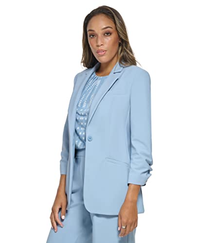 Women's 3/4 Ruched Sleeve One Button Blazer