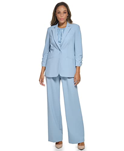 Women's 3/4 Ruched Sleeve One Button Blazer