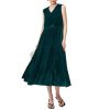 Women's Fleece Silk Shift - Sleeveless V-Neck Youth Black Casual Dress