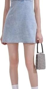 Women's Crystal Hollow Out Mini Denim Dress Straps Pearl Jeans Casual Holiday Evening Dresses