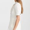 Women's Mayslie Denim Mini Dress Button Front Utility Pockets in Blank Canvas