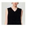 Women's Fleece Silk Shift - Sleeveless V-Neck Youth Black Casual Dress