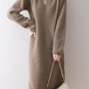 Women's Merino Wool Knit Dress - Winter Pullover Midi Orange Comfort Shift