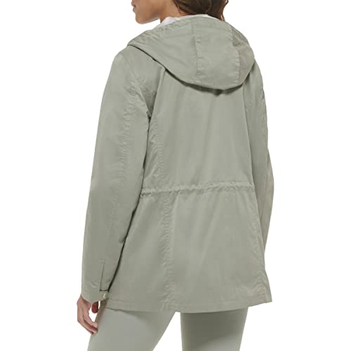 Women's Plus Four Pocket Hooded Military Jacket