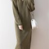 Women's Merino Wool Knit Dress - Winter Pullover Midi Orange Comfort Shift