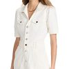 Women's Mayslie Denim Mini Dress Button Front Utility Pockets in Blank Canvas