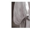 Women's Lantern Sleeve Linen - Plus Size Robe Dress Oatmeal