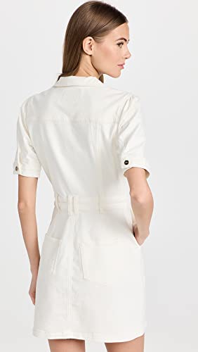 Women's Mayslie Denim Mini Dress Button Front Utility Pockets in Blank Canvas