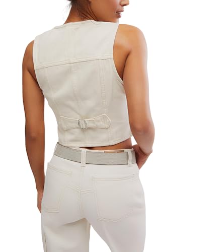 Women's Tate Denim Vest, Ecru