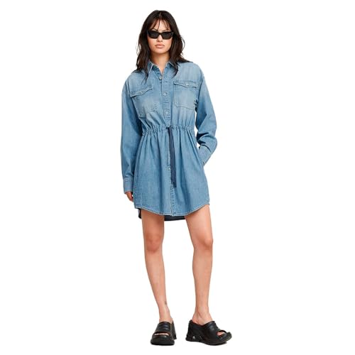 Women's Relaxed Drawcord Denim Casual Dress