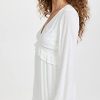 Women's Odelise Dress Long Sleeve Angled Bust Seams Lace Trim in White