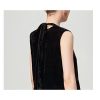 Women's Fleece Silk Shift - Sleeveless V-Neck Youth Black Casual Dress