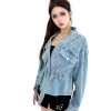 Women's Faux Leather PU Jacket, Graffiti Studded Rivet Punk Biker Moto Fashion Coat with Long Sleeve