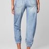 Womens French Terry Distressed Printed Denim Jogger, Comfortable & Stylish Pants
