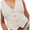 Women's Tate Denim Vest, Ecru