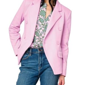Women's Double Breasted Blazer, Casual Work Wear, Fitted Blazer Jacket Open Front Long Sleeve Suit Jacket