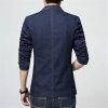 Mens Denim Fashion Cotton Vintage Suit Jacket Blue Coat Denim Jacket Slim Jeans