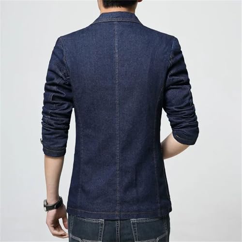 Mens Denim Fashion Cotton Vintage Suit Jacket Blue Coat Denim Jacket Slim Jeans