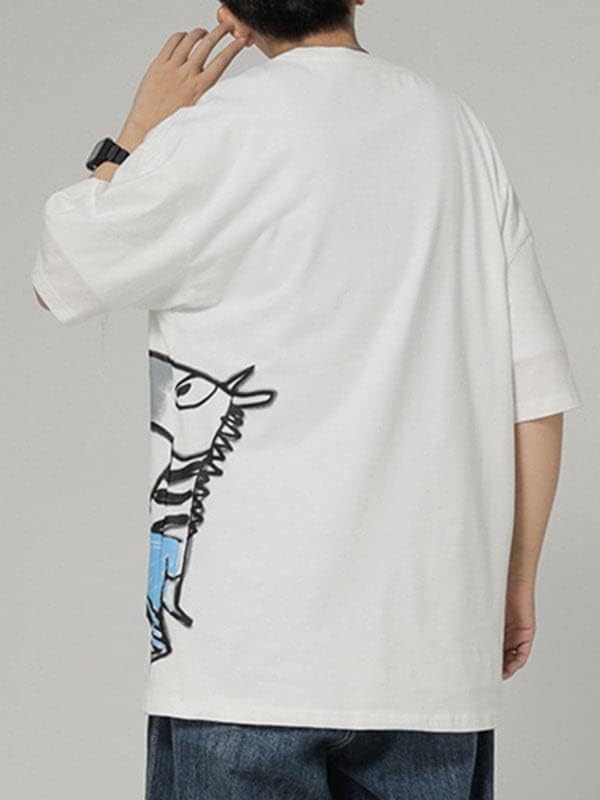 Graphic Tees Y2k Cartoon Dinosaur Printed Summer Short Sleeve Streetwear Cotton Shirts Casual Harajuku Tops