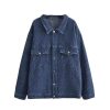 Women’s Denim Jacket American Mid-Length Loose Outerwear Jean Coat for Women