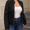 Women's Faux Leather Jacket Plus Size Motorcycle Biker Clothes Outfits Short Fashion PU Coat (1X-5X)