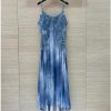 Women's Summer Embroidered Denim Spaghetti Strap Asymmetrical Long Slim Fit Casual Gown Elegant Maxi High Waist Wrap Dress