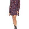 Women's Vittoria Long Sleeve Mini Dress Floral Print in Amethyst Multi