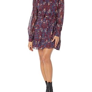 Women's Vittoria Long Sleeve Mini Dress Floral Print in Amethyst Multi