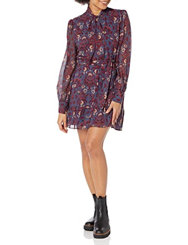 Women's Vittoria Long Sleeve Mini Dress Floral Print in Amethyst Multi