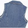 Fashionable Denim Dress for Women Sleeveless Knee Length Retro Casual Jean Dress