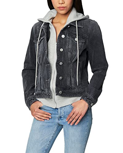 Womens Luxury Clothing Denim Trucker Jacket With Removable Hood