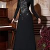 Women's Diamond Midi Dress - O-Neck Long Sleeve Minimalist High Waist